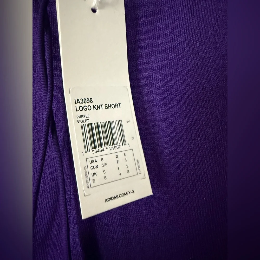 NWT Y-3 Yohji Yamamoto Knit Logo Shorts in Purple